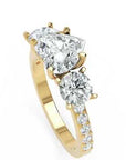 Inel de Logodnă Heart Pave cu Trei Diamante Naturale de 2.6 ct