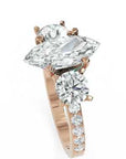 Inel de Logodnă Marquise x Contesse din Aur 14k cu Trei Diamante Create în Laborator de 2.5 ct
