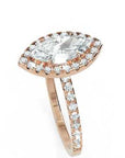 Inel de Logodnă Marquise Pave din Aur 14k cu Diamante Create în Laborator și Halo de 1.17 ct