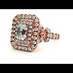 Inel de Logodnă din Aur 14k cu Diamante Create în Laborator Halo Grande Etern Pavé de 1.47 ct