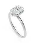 Inel de Logodnă Solitaire Oval cu Halo Ascuns din Aur 14k cu Diamant Natural de 1.2 ct