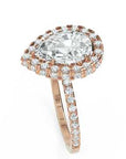 Inel de Logodnă Pară Pave din Aur 14k cu Diamante Create în Laborator și Halo de 2.5 ct