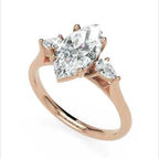 Inel de Logodnă Marquise x Ducesse din Aur 14k cu Trei Diamante Create în Laborator de 1.6 ct