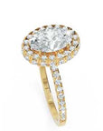 Inel de Logodnă Oval Pave din Aur 14k cu Diamante Create în Laborator și Halo de 2 ct
