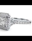 Inel Tăietură Princess Si Cadru Halo din Aur 14k cu Moissanite de 1.02 ct