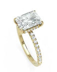 Inel de Logodnă Radiant Pave din Aur 18k cu Moissanite și Halo Ascuns de 2.7 ct