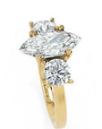 Inel de Logodnă Marquise du Chateau cu Trei Diamante Naturale de 2.3 ct
