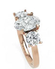 Inel de Logodnă Oval & Round din Aur 14k cu Trei Diamante Create în Laborator de 2.3 ct
