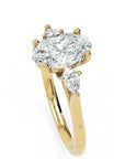 Inel de Logodnă Oval & Pear cu Trei Diamante Naturale de 2.5 ct
