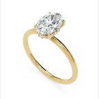 Inel de Logodnă Solitaire Oval cu Halo Ascuns din Aur 14k cu Diamant Creat în Laborator de 1.2 ct