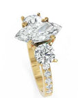 Inel de Logodnă Marquise x Contesse din Aur 14k cu Trei Diamante Create în Laborator de 2.5 ct