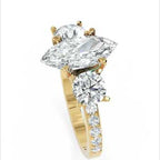 Inel de Logodnă Marquise x Contesse din Aur 14k cu Trei Diamante Create în Laborator de 2.5 ct