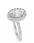 Inel de Logodnă Oval Pave din Aur 14k cu Diamante Create în Laborator și Halo de 2 ct
