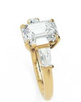 Inel de Logodnă Radiant și Baguette din Aur 14k cu Moissanite de 3 ct