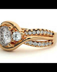 Inel de Logodnă din Aur 14k cu Diamante Create în Laborator Halo Împletit Etern Pavé de 1.32 ct
