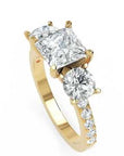 Inel de Logodnă Princesse Étoile cu Diamante Naturale Princess și Rotund Pave de 2.67 ct