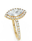 Inel de Logodnă Marquise Pave din Aur 14k cu Diamante Create în Laborator și Halo de 1.17 ct