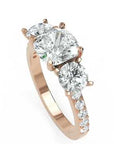 Inel de Logodnă Grand Prix cu Trei Moissanite de 2.6 ct