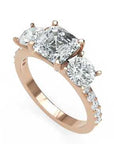 Inel de Logodnă Pave Ava cu Trei Moissanite de 2.6 ct