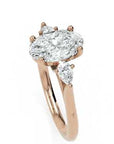 Inel de Logodnă Oval & Pear cu Trei Diamante Naturale de 2.5 ct