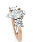 Inel de Logodnă Marquise du Chateau cu Trei Diamante Naturale de 2.3 ct