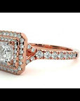 Inel Tăietură Princess Si Cadru Halo din Aur 14k cu Moissanite de 1.02 ct