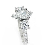 Inel de Logodnă Marquise x Contesse din Aur 14k cu Trei Diamante Create în Laborator de 2.5 ct