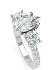Inel de Logodnă din Aur 14k cu Trei Diamante Naturale Pară și Rotund Pave de 2.5 ct