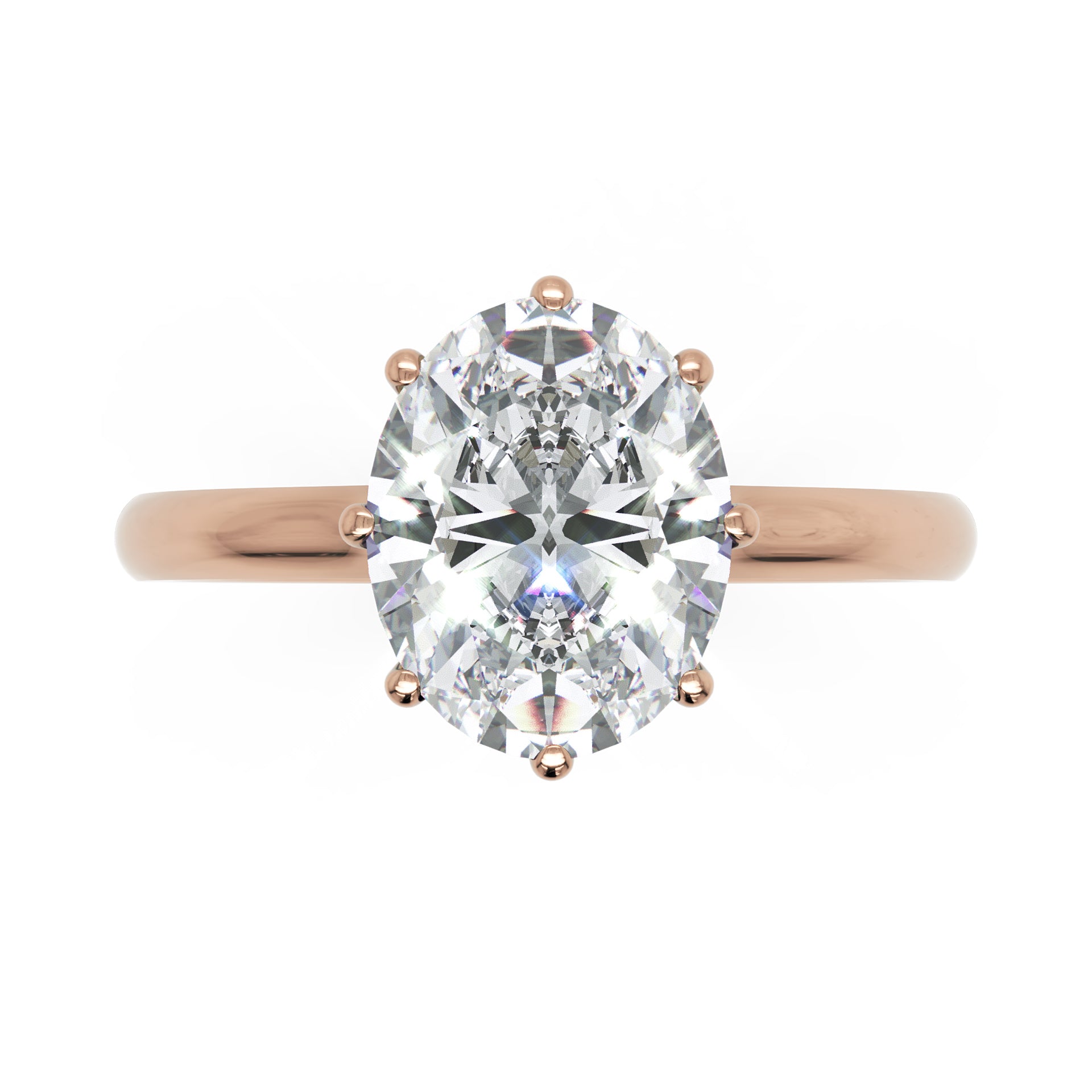 Inel de Logodnă Solitaire 'L'Amour' din Aur 18k cu Moissanite Oval de 1.8 ct din 18k Aur Roz - Castelo.ro