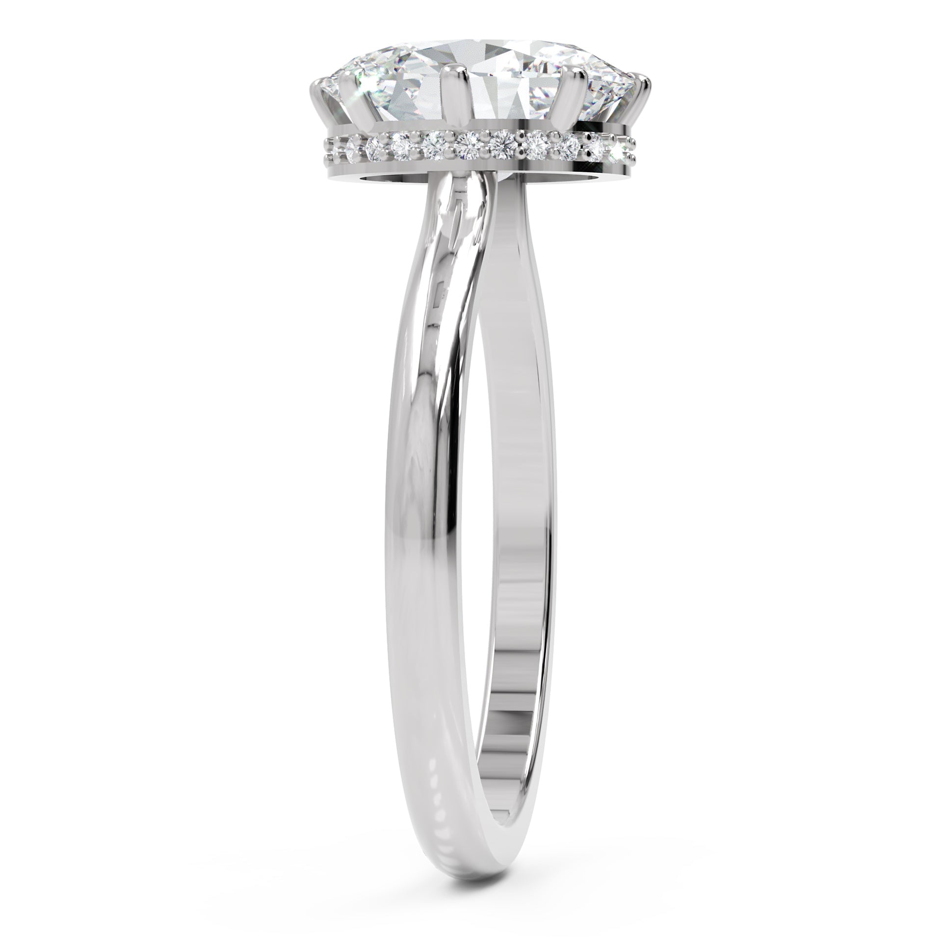 Inel de Logodnă Solitaire 'L'Amour' din Aur 18k cu Moissanite Oval de 1.8 ct din Platina - Castelo.ro
