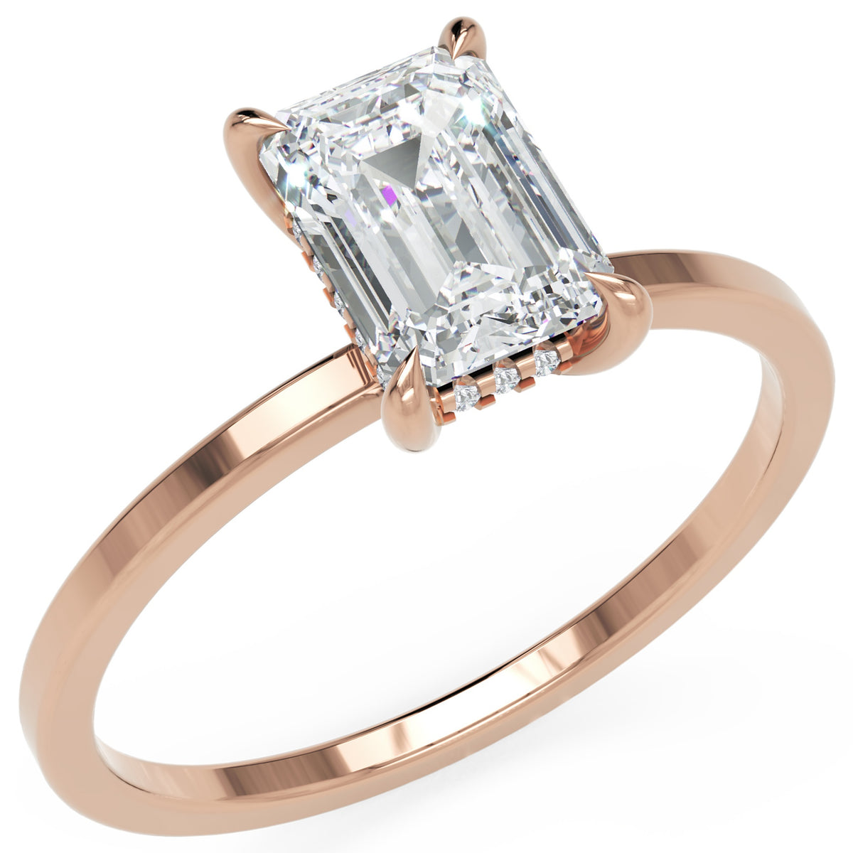Inel de Logodnă Rachelle din Aur 18k cu Diamant Creat în Laborator Emerald de 1.02 ct din 18k Aur Roz - Castelo.ro