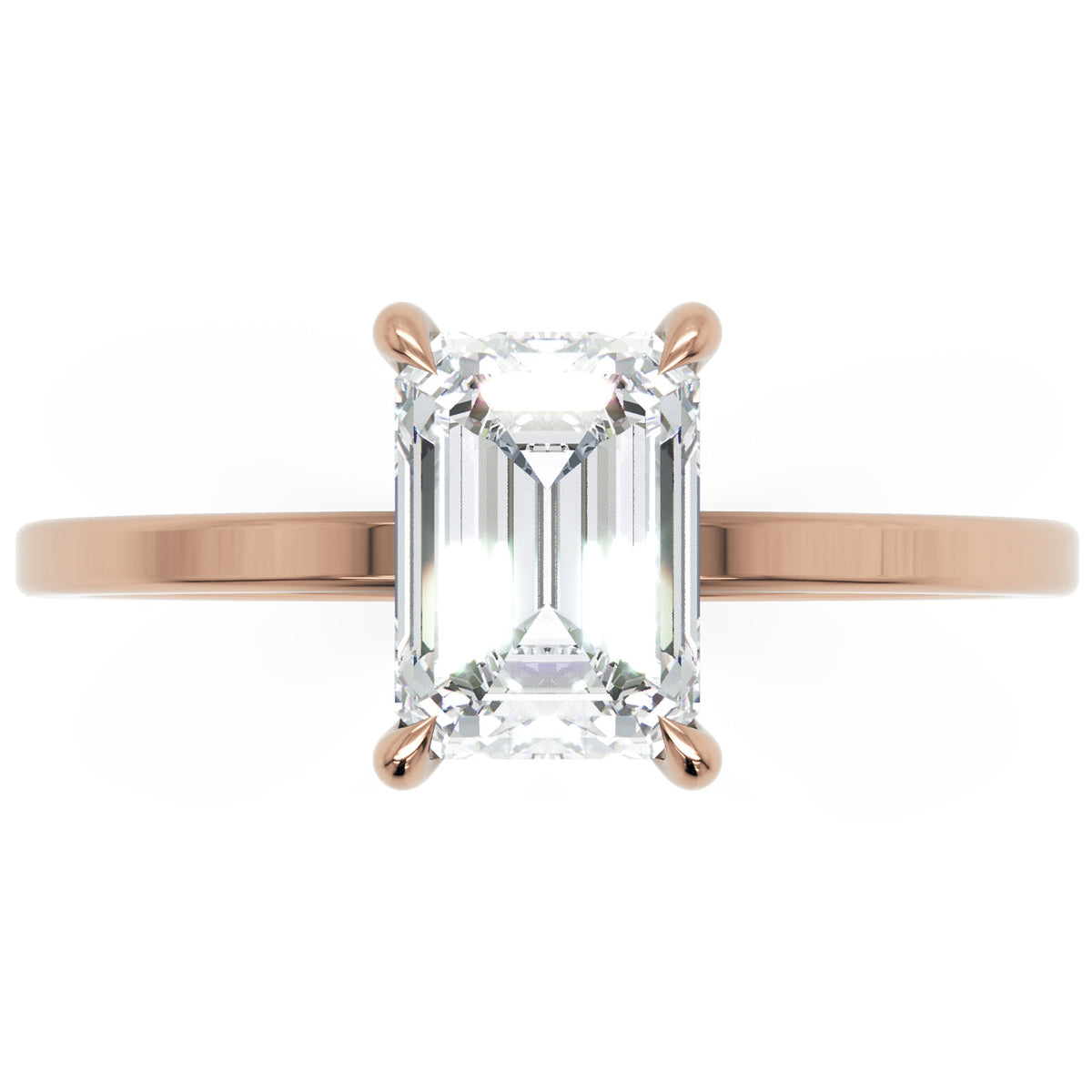 Inel de Logodnă Rachelle din Aur 14k cu Moissanite Emerald de 1.02 ct din 14k Aur Roz - Castelo.ro