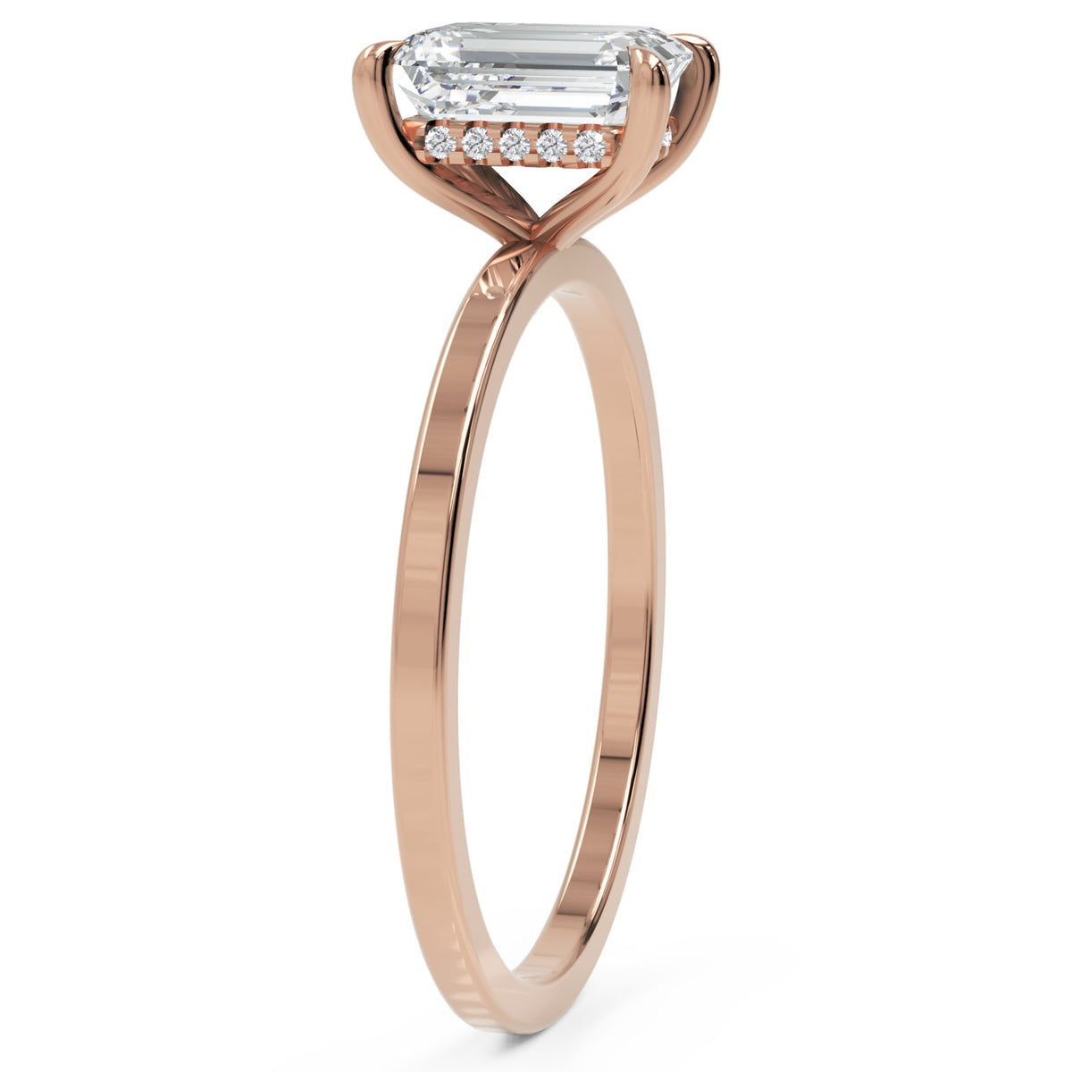 Inel de Logodnă Rachelle din Aur 18k cu Moissanite Emerald de 1.02 ct din 18k Aur Roz - Castelo.ro