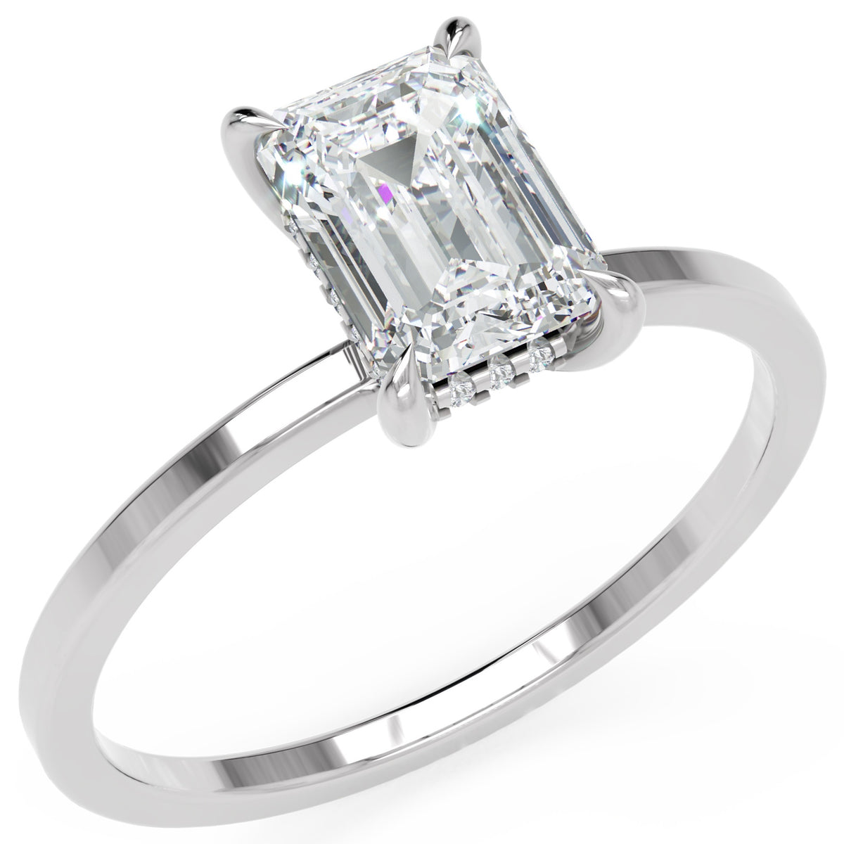 Inel de Logodnă Rachelle din Aur 14k cu Moissanite Emerald de 1.02 ct din 14k Aur Alb - Castelo.ro