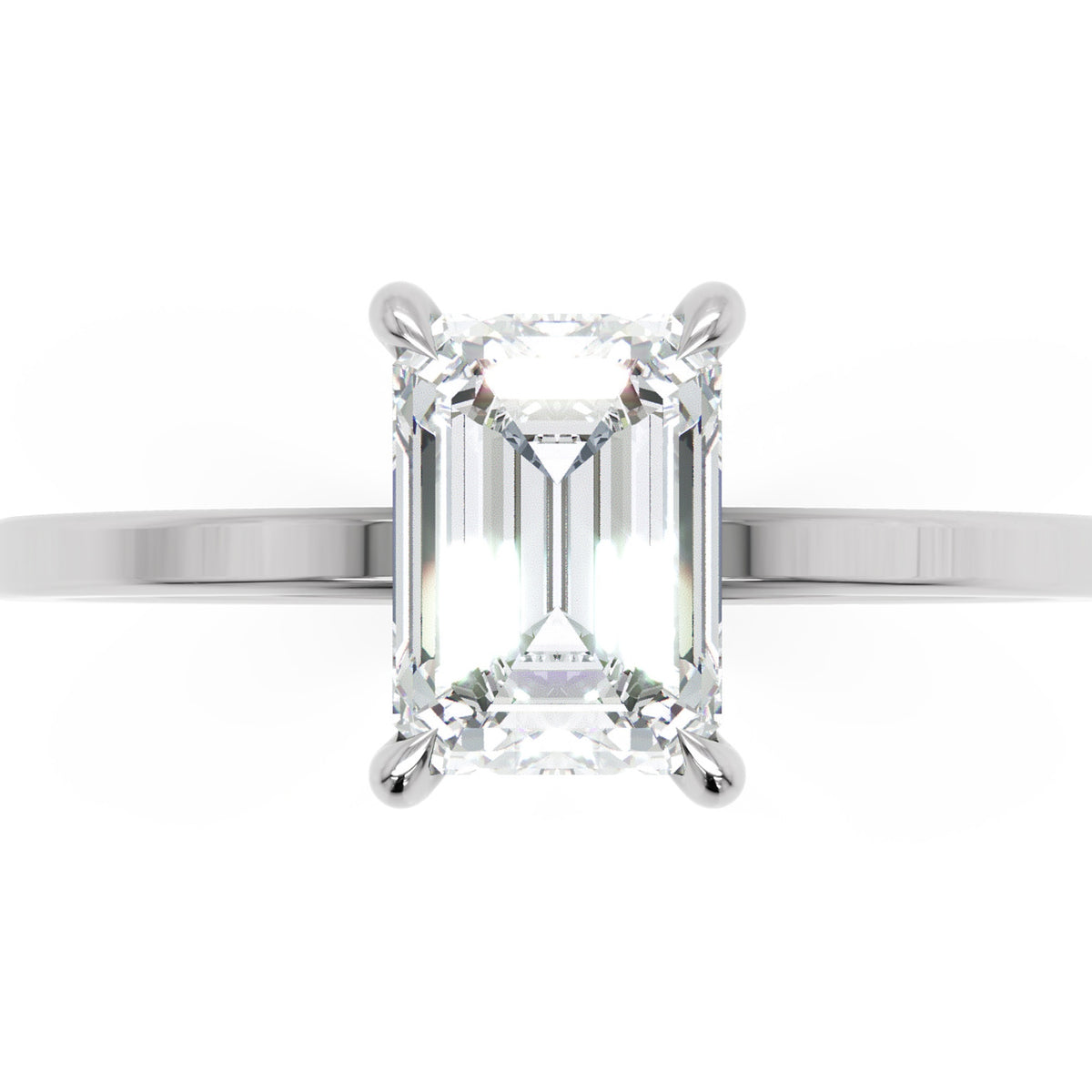 Inel de Logodnă Rachelle din Aur 14k cu Moissanite Emerald de 1.02 ct din 14k Aur Alb - Castelo.ro