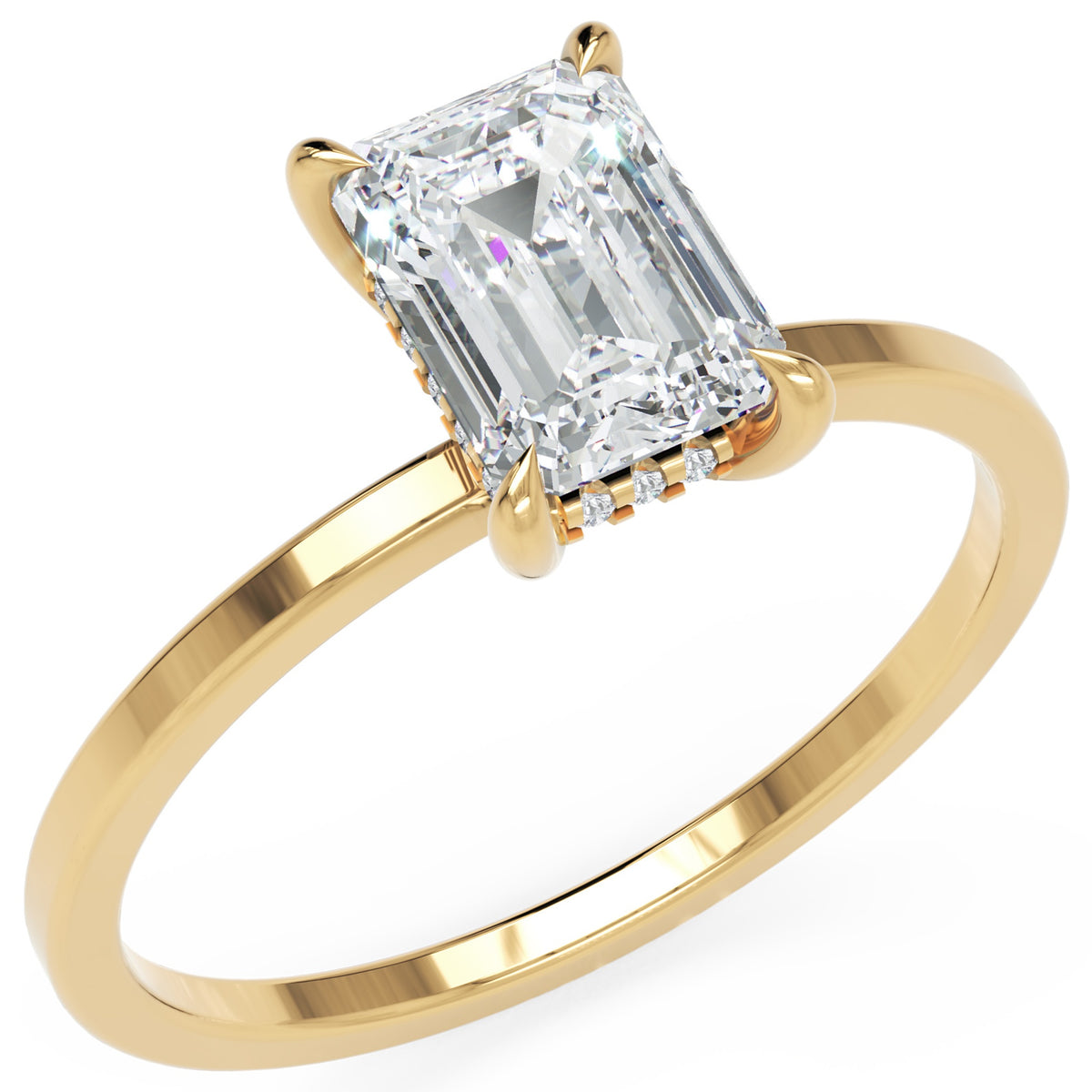 Inel de Logodnă Rachelle din Aur 18k cu Diamant Natural Emerald de 1.02 ct din 18k Aur Galben - Castelo.ro