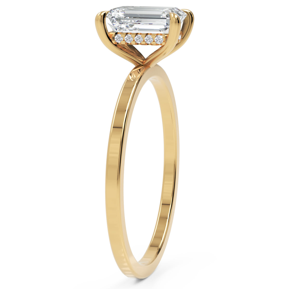 Inel de Logodnă Rachelle din Aur 18k cu Diamant Creat în Laborator Emerald de 1.02 ct din 18k Aur Galben - Castelo.ro