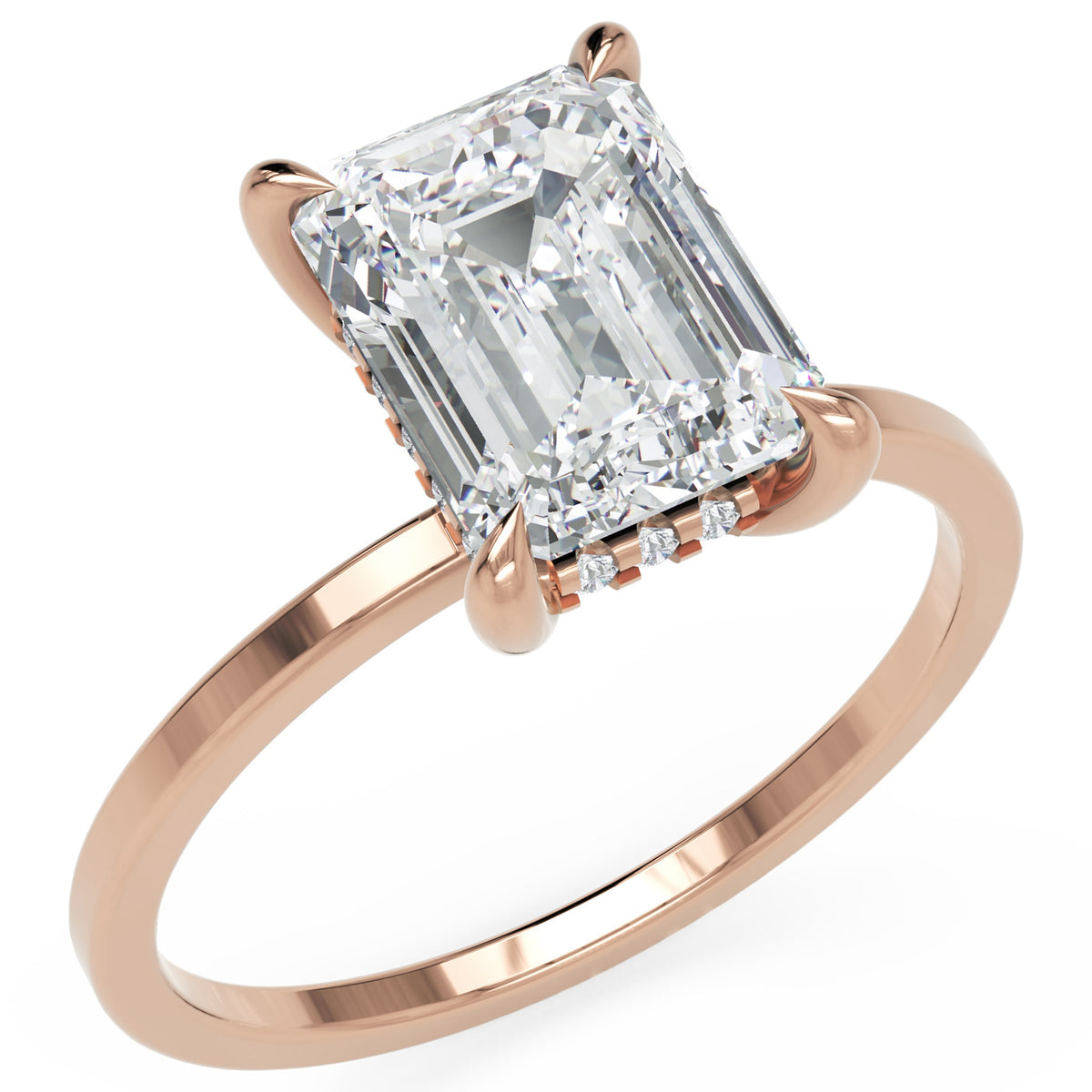Inel de Logodnă Rachelle din Aur 18k cu Diamant Creat în Laborator Emerald de 2 ct din 18k Aur Roz - Castelo.ro