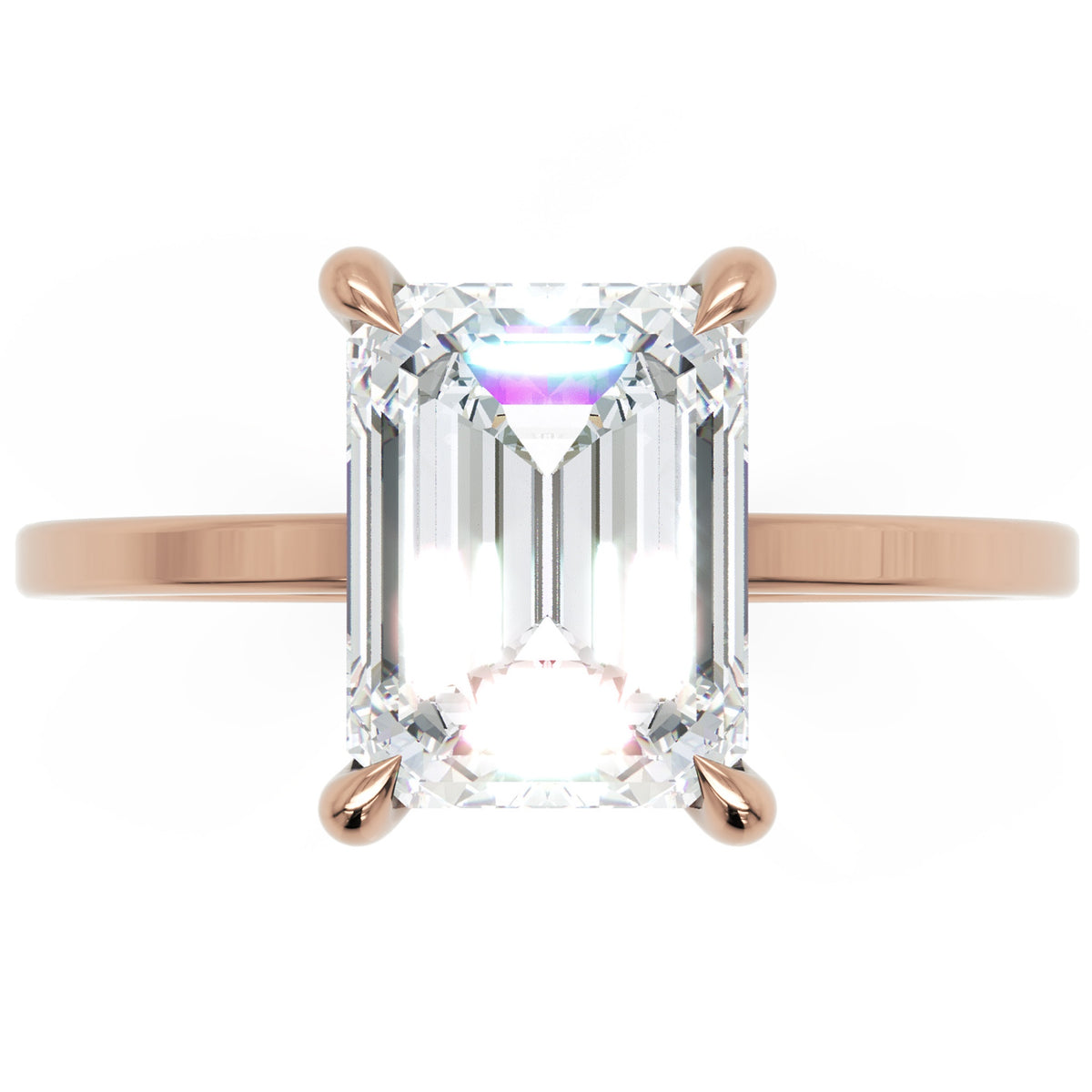 Inel de Logodnă Rachelle din Aur 18k cu Moissanite Emerald de 2 ct din 18k Aur Roz - Castelo.ro