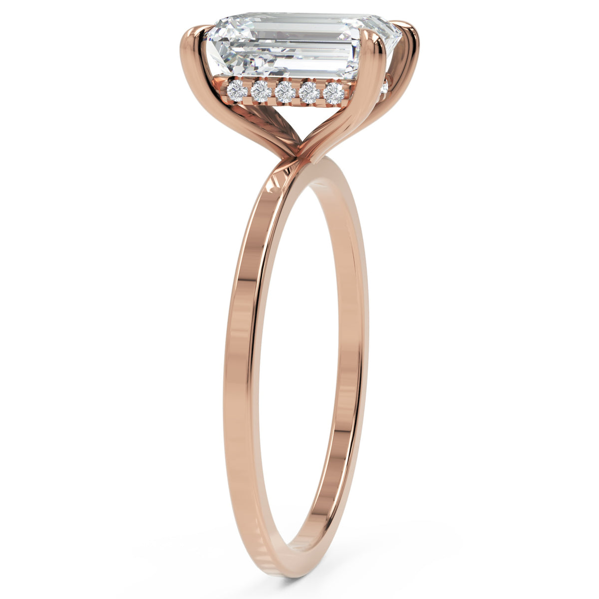 Inel de Logodnă Rachelle din Aur 14k cu Diamant Natural Emerald de 2 ct din 14k Aur Roz - Castelo.ro