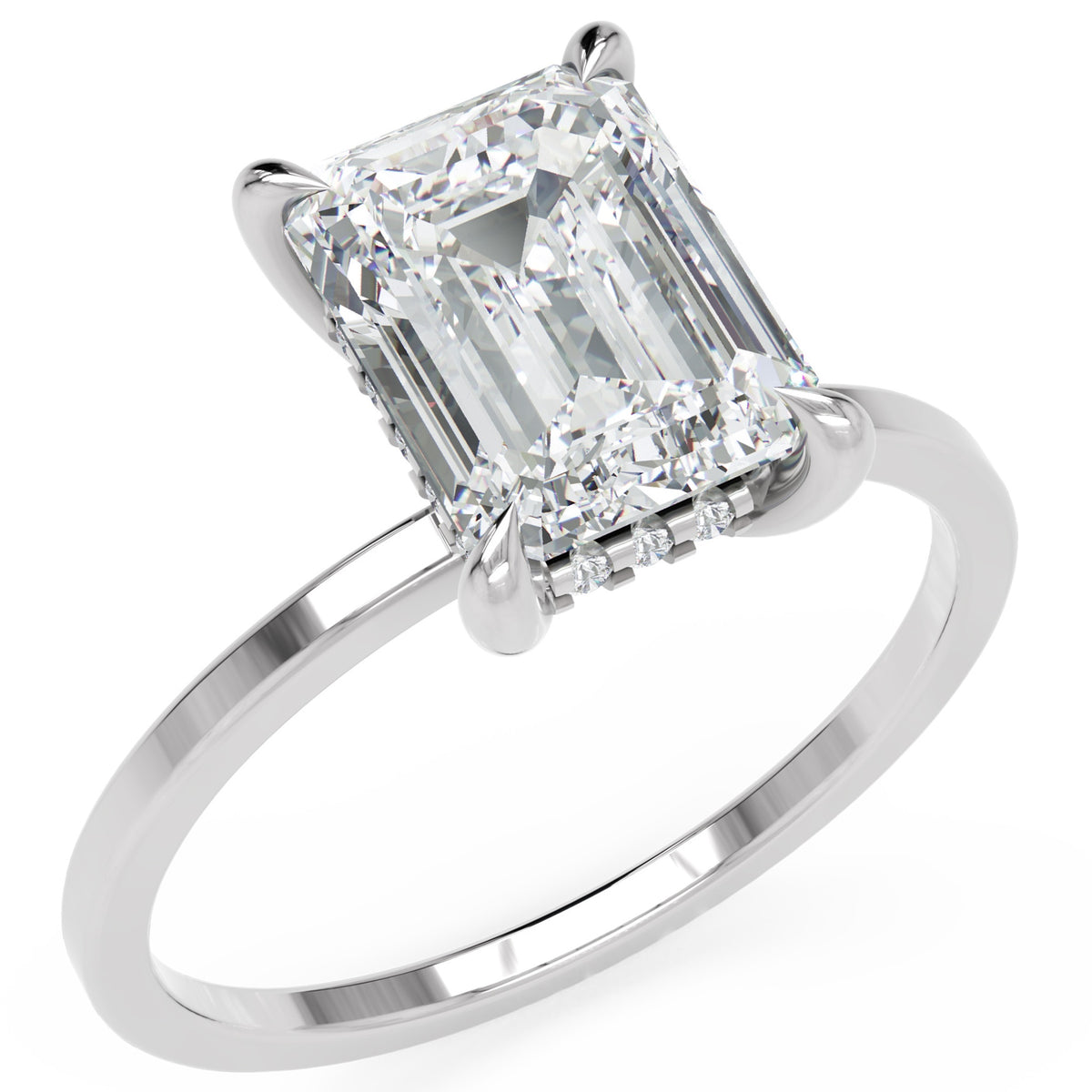 Inel de Logodnă Rachelle din Aur 14k cu Diamant Creat în Laborator Emerald de 2 ct din 14k Aur Alb - Castelo.ro