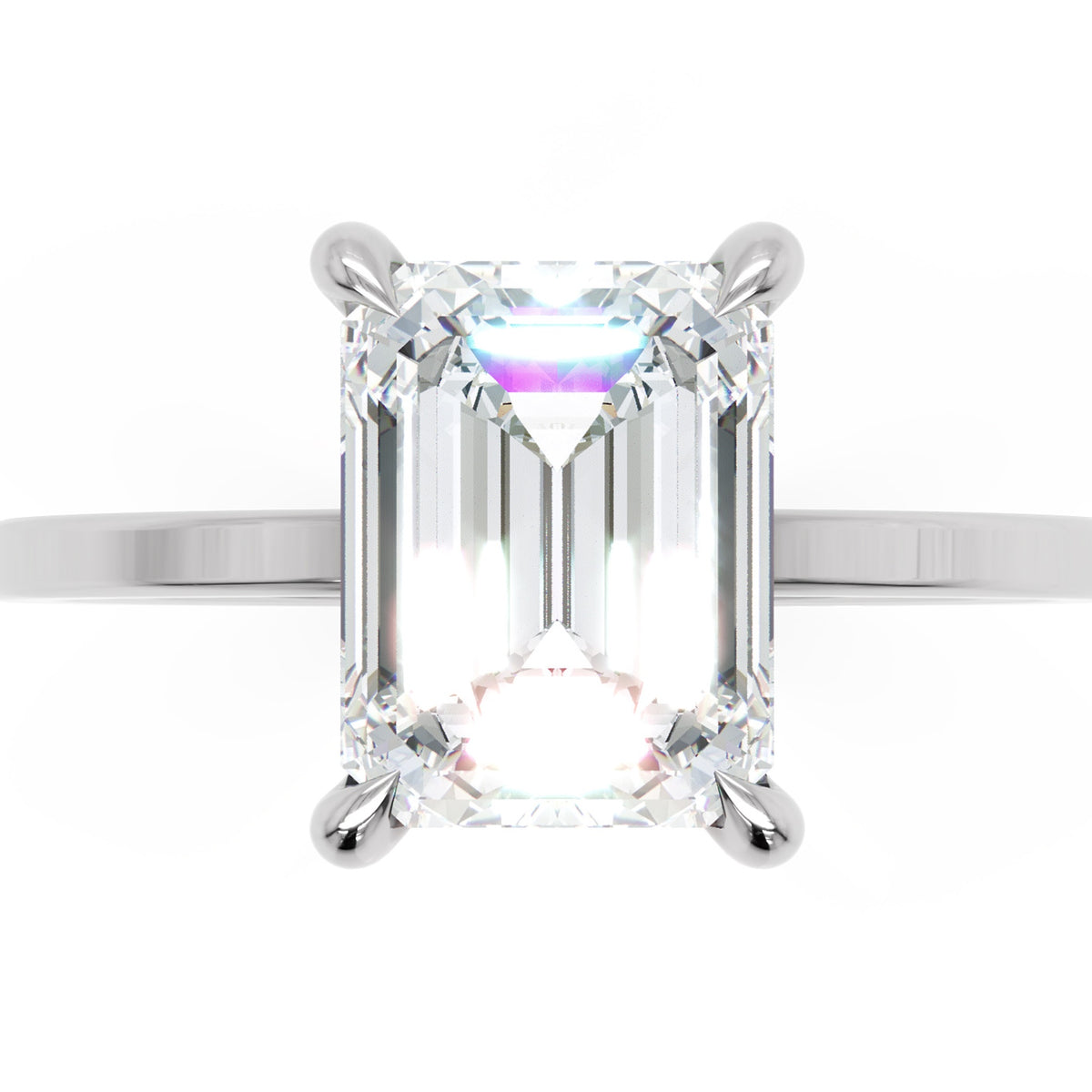 Inel de Logodnă Rachelle din Aur 18k cu Diamant Creat în Laborator Emerald de 2 ct din Platina - Castelo.ro