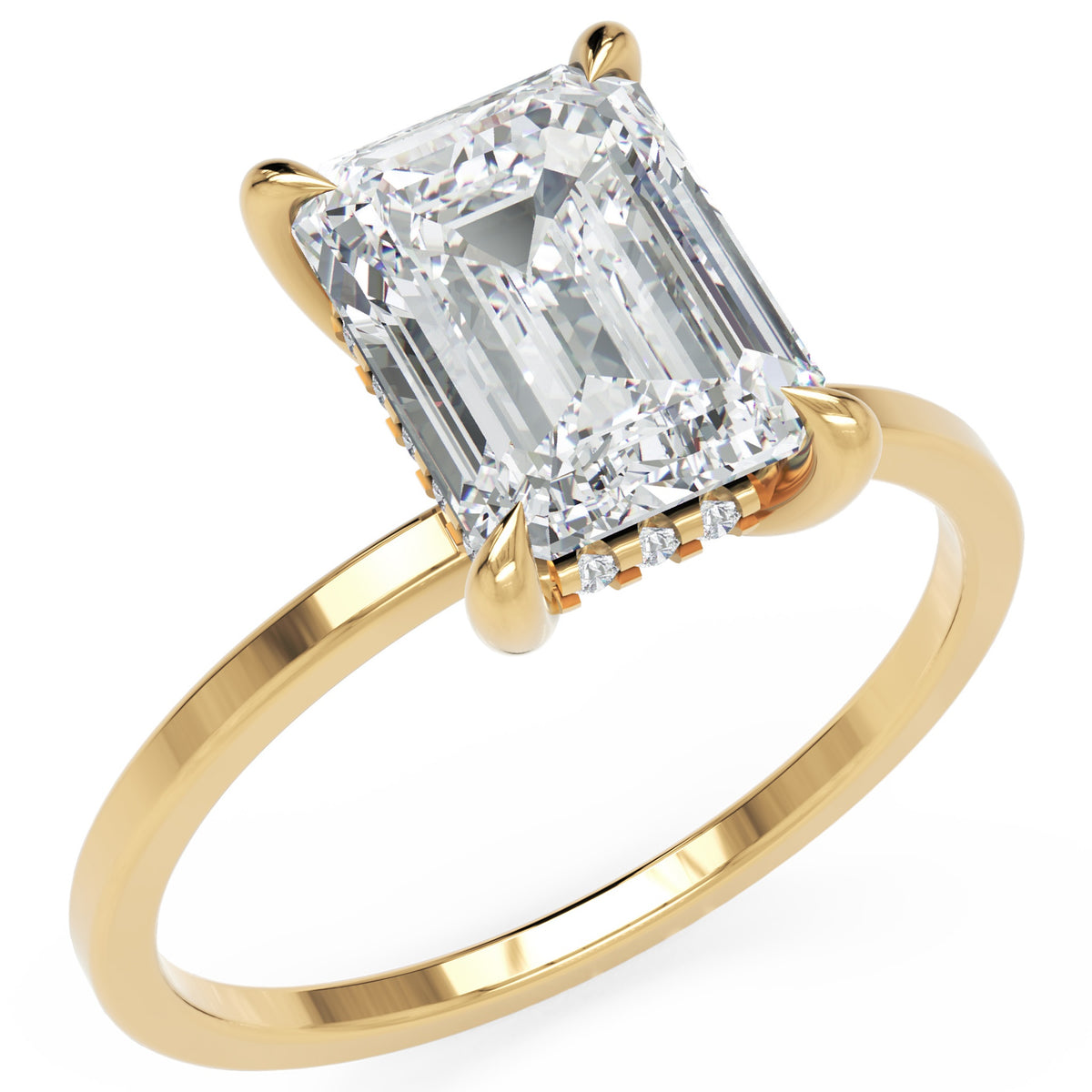 Inel de Logodnă Rachelle din Aur 18k cu Moissanite Emerald de 2 ct din 18k Aur Galben - Castelo.ro