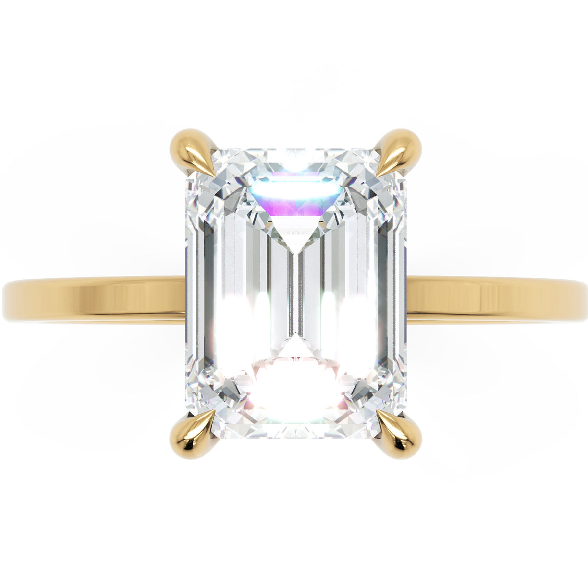 Inel de Logodnă Rachelle din Aur 18k cu Moissanite Emerald de 2 ct din 18k Aur Galben - Castelo.ro