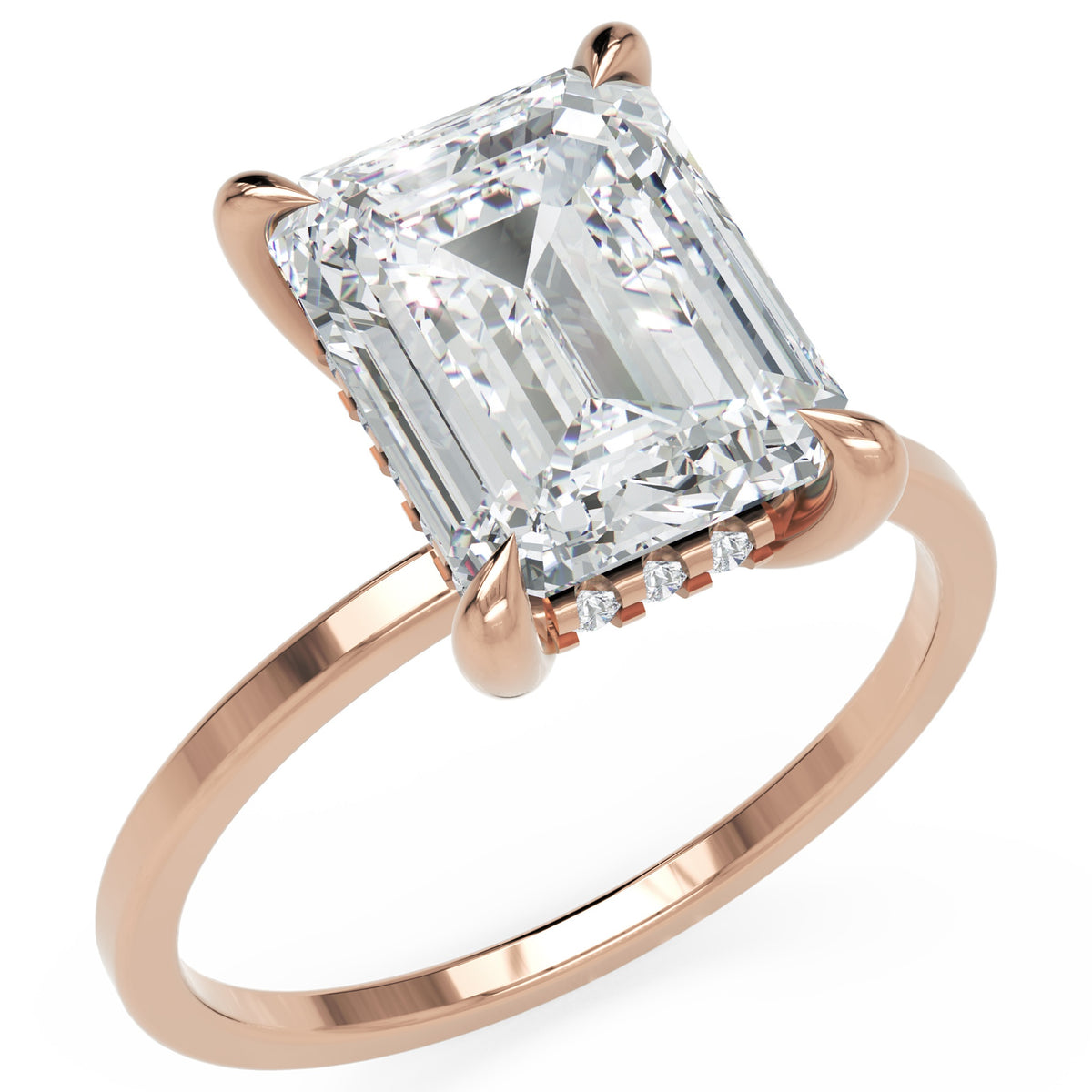 Inel de Logodnă Rachelle din Aur 14k cu Moissanite Emerald de 3 ct din 14k Aur Roz - Castelo.ro
