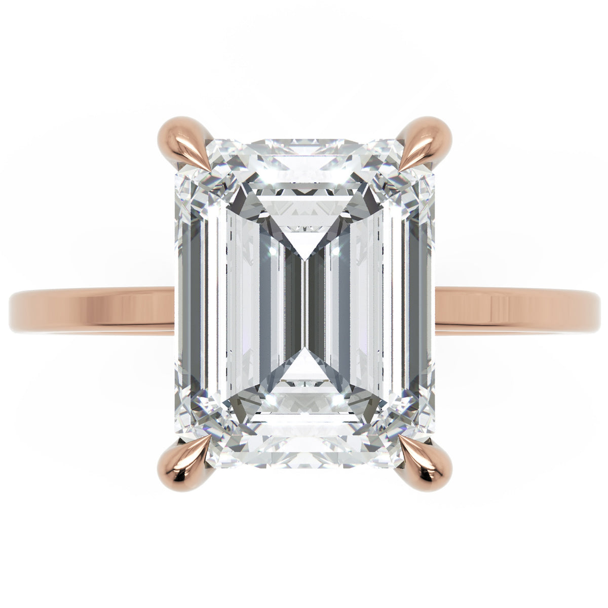 Inel de Logodnă Rachelle din Aur 18k cu Moissanite Emerald de 3 ct din 18k Aur Roz - Castelo.ro