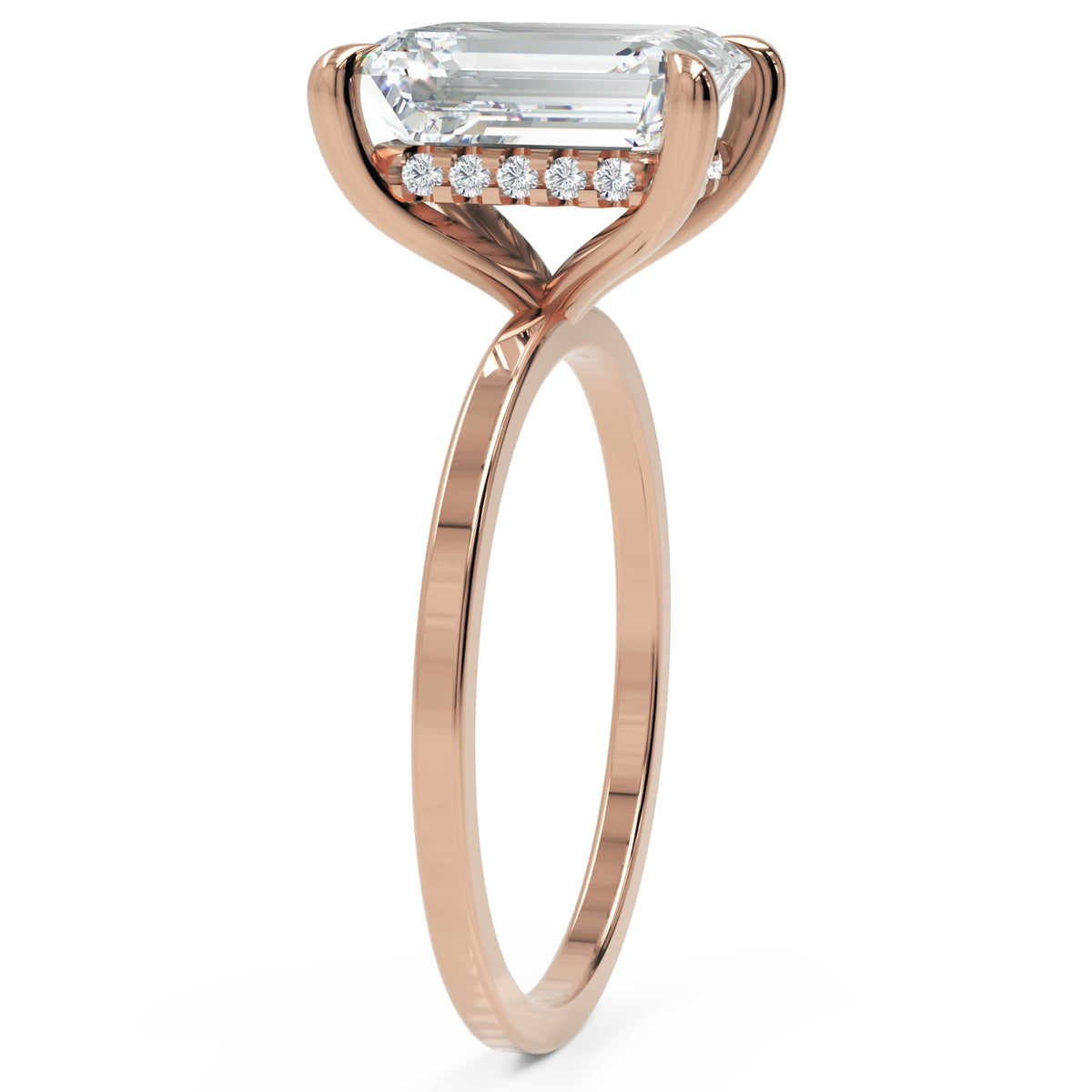 Inel de Logodnă Rachelle din Aur 14k cu Diamant Creat în Laborator Emerald de 3 ct din 14k Aur Roz - Castelo.ro