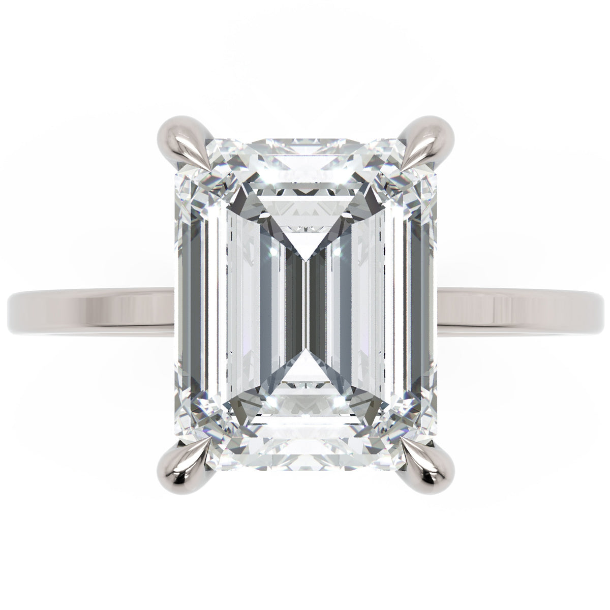 Inel de Logodnă Rachelle din Aur 14k cu Moissanite Emerald de 3 ct din 14k Aur Alb - Castelo.ro