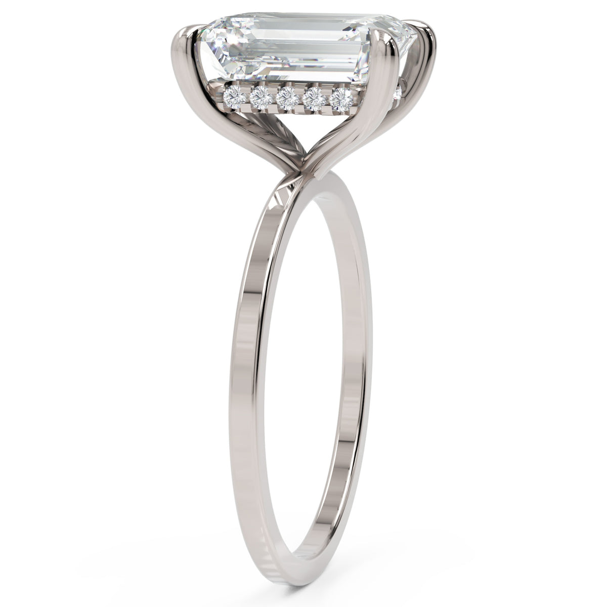 Inel de Logodnă Rachelle din Aur 14k cu Diamant Natural Emerald de 3 ct din 14k Aur Alb - Castelo.ro