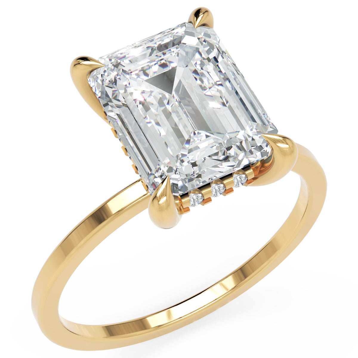 Inel de Logodnă Rachelle din Aur 18k cu Moissanite Emerald de 3 ct din 18k Aur Galben - Castelo.ro
